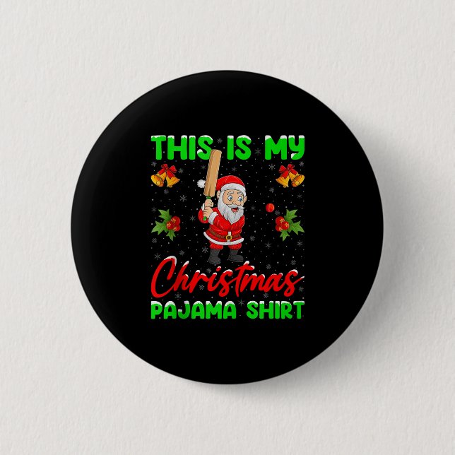 This Is My Christmas Pajamas Funny Santa Playing C 2 Inch Round Button (Front)