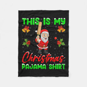 This Is My Christmas Pajamas Funny Santa Playing C Fleece Blanket