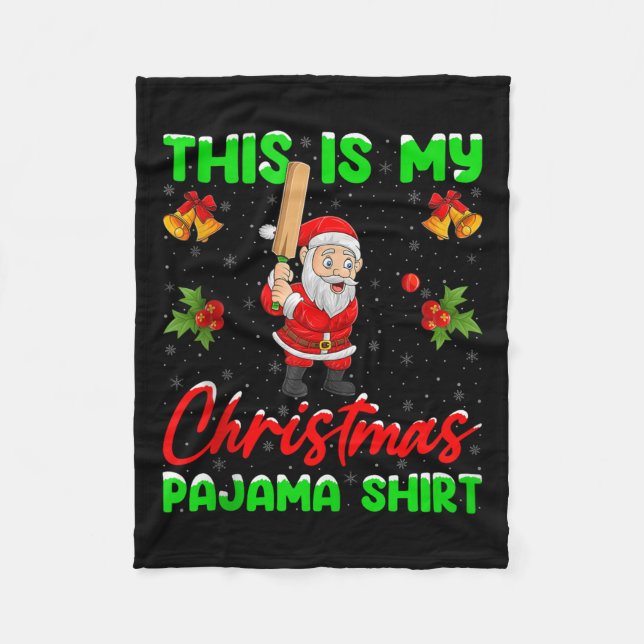 This Is My Christmas Pajamas Funny Santa Playing C Fleece Blanket (Front)