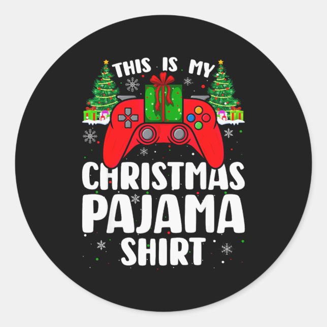 This Is My Christmas Pajamas Funny Video Game Game Classic Round Sticker (Front)