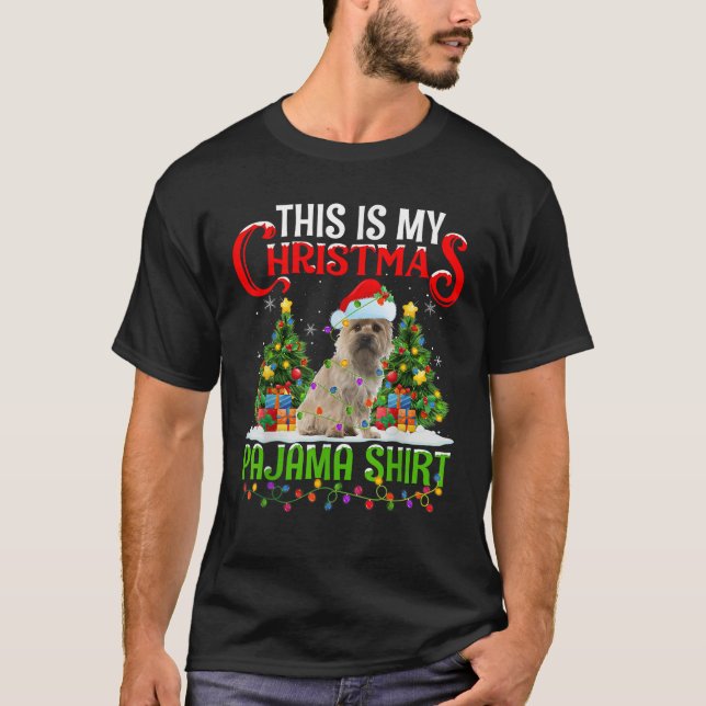 This Is My Christmas Pajamas Lighting Cairn Terrie T-Shirt (Front)