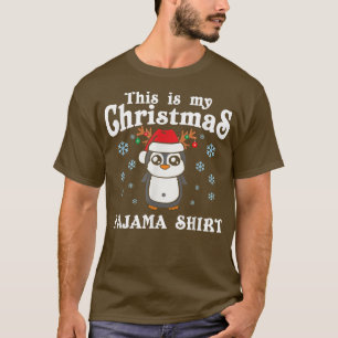 This Is My Christmas Penguin Pajama Santa Hat Snow T-Shirt