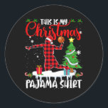 This Is My Christmas Pyjama Sketll Player Plaid  Classic Round Sticker<br><div class="desc">This Is My Christmas Pyjama Sketll Player Plaid</div>