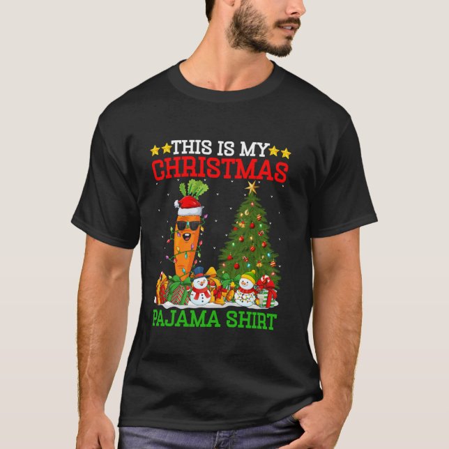 This Is My Christmas Pyjamas Carrot Lights Christm T-Shirt (Front)