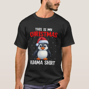 This Is My Christmas Pyjamas Santa Hat Penguin Xma T-Shirt