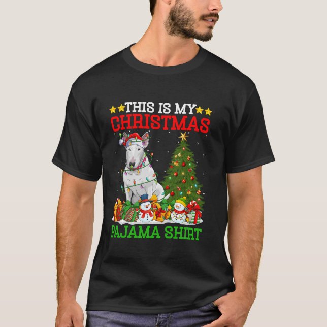 This Is My Christmas Tree Pyjamas Bull Terrier Dog T-Shirt (Front)