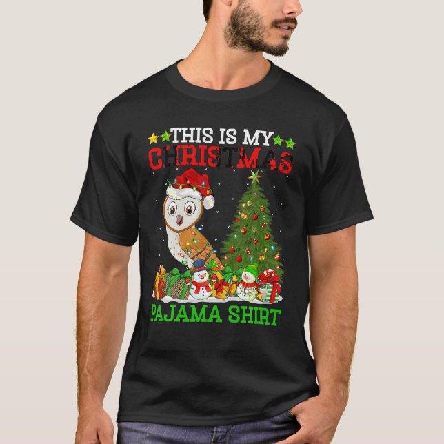This Is My Christmas Tree Pyjamas Lights Barn Owl  T-Shirt (Front)