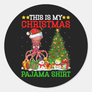 This Is My Christmas Tree Pyjamas Lights Squid Chr Classic Round Sticker