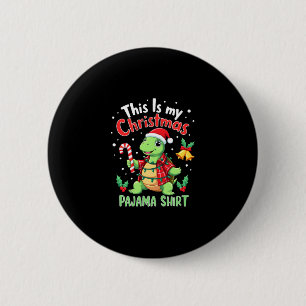 This Is My Christmas Turtle Pajama Shirt Buffalo P 2 Inch Round Button