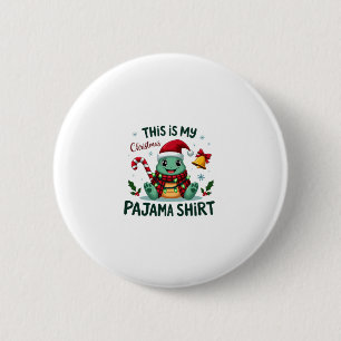 This Is My Christmas Turtle Pajama Shirt Buffalo P 2 Inch Round Button