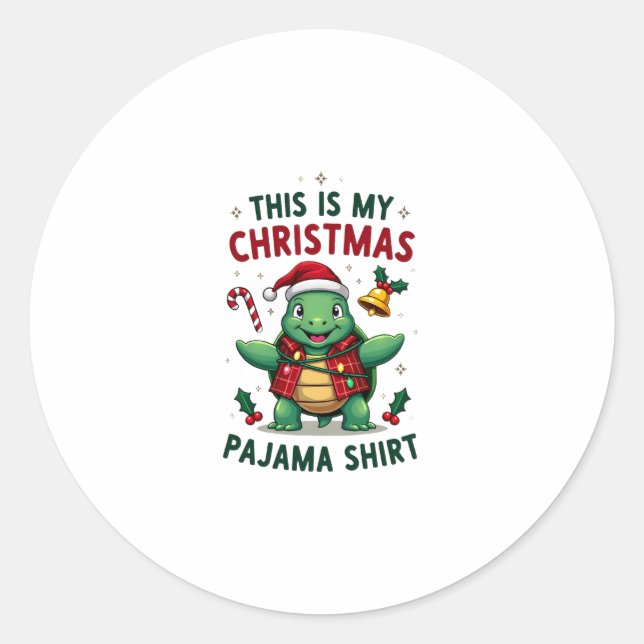 This Is My Christmas Turtle Pajama Shirt Buffalo P Classic Round Sticker (Front)