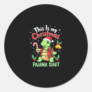 This Is My Christmas Turtle Pajama Shirt Buffalo P Classic Round Sticker