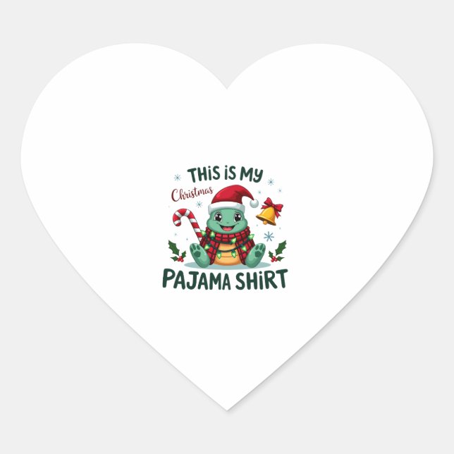 This Is My Christmas Turtle Pajama Shirt Buffalo P Heart Sticker (Front)