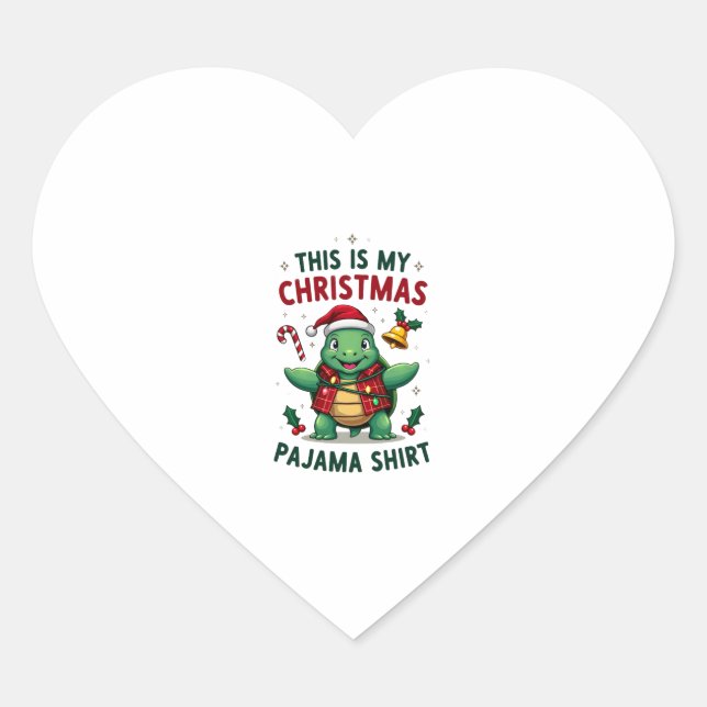 This Is My Christmas Turtle Pajama Shirt Buffalo P Heart Sticker (Front)
