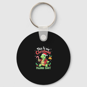 This Is My Christmas Turtle Pajama Shirt Buffalo P Keychain