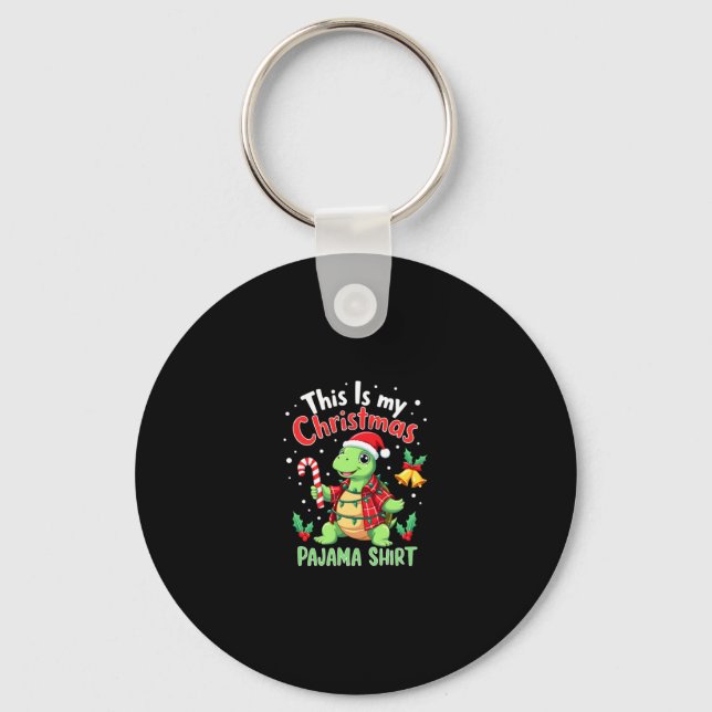 This Is My Christmas Turtle Pajama Shirt Buffalo P Keychain (Front)