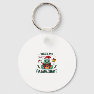 This Is My Christmas Turtle Pajama Shirt Buffalo P Keychain