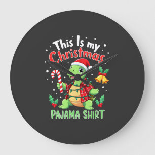 This Is My Christmas Turtle Pajama Shirt Buffalo P Large Clock