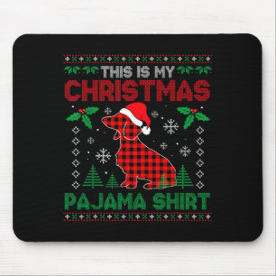 This Is My Dachshund Dog Red Plaid Christmas Ugly Mouse Pad