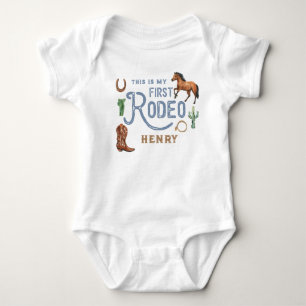 This is My First Rodeo Western 1st Birthday Name B Baby Bodysuit