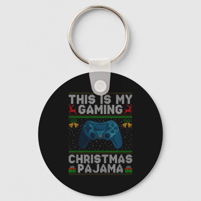 This Is My Gaming Christmas Pajamas Ugly Xmas Swea Keychain (Front)