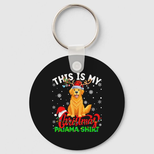 This Is My Golden Retriever Ugly Christmas Pajama  Keychain (Front)