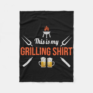 This Is My Grilling Shirt Funny Bbq Chef Grilling  Fleece Blanket