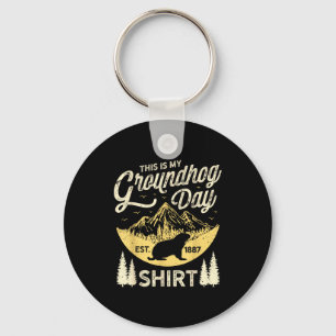 This Is My Groundhog Day Woodchuck Lovers Men Retr Keychain