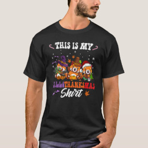 This Is My Hallothanksmas Red Panda Santa Hat Chri T-Shirt