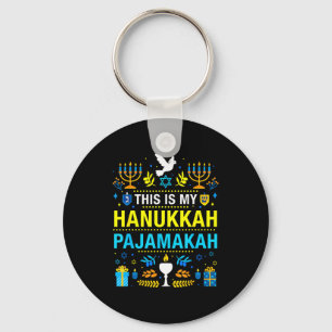 This Is My Hanukkah Pajamakah For Jewish Christmas Keychain