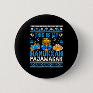 This Is My Hanukkah Pajamakah Ugly Chanukah Jewish 2 Inch Round Button