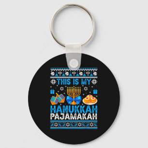 This Is My Hanukkah Pajamakah Ugly Chanukah Jewish Keychain