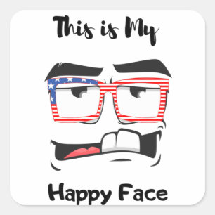 This is My Happy Face Funny Angry Face Stiker Square Sticker