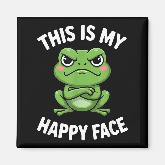 This Is My Happy Face Funny Angry Frog Humor  Magnet (Front)