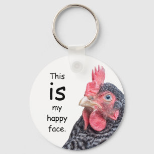 This IS my happy face. Grumpy Chicken. Keychain