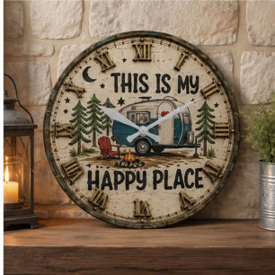 This Is My Happy Place Cabin & Camper Gift Large Clock