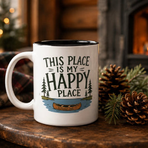 This is My Happy Place Deerwood Lake Two-Tone Coffee Mug