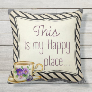 this is my happy place teacup  outdoor or indoor pillow