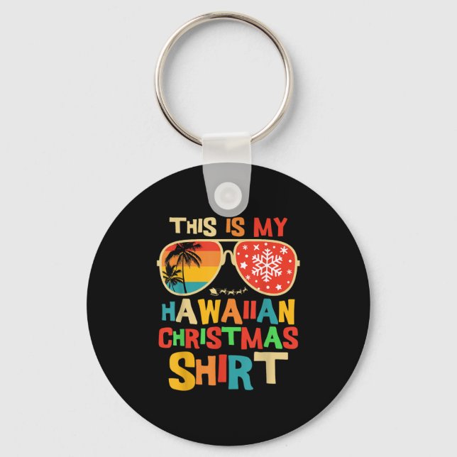 This Is My Hawaiian Christmas Pajama Matching Fami Keychain (Front)