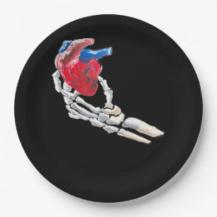 This Is My Heart - Skeleton Heart Hands Paper Plate