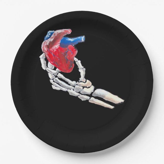 This Is My Heart - Skeleton Heart Hands Paper Plate (Front)