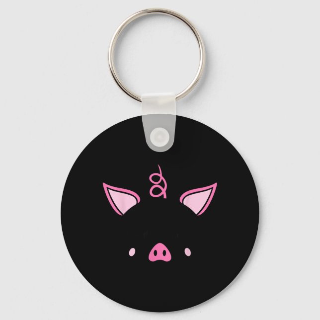 This Is My Human Costume Im A Pig Face Design Keychain (Front)