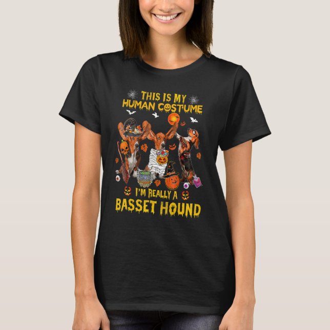 This Is My Human Costume I'm Really A Basset Hound T-Shirt (Front)