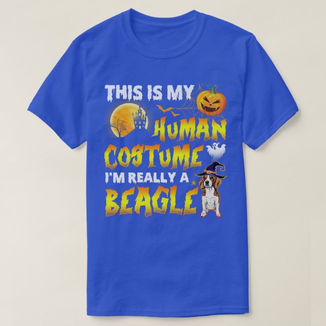 This Is My Human Costume I'm Really A Beagle Ghost T-Shirt (Design Front)