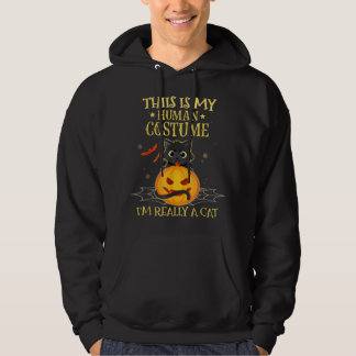 This Is My Human Costume I'm Really A Cat Funny Hoodie