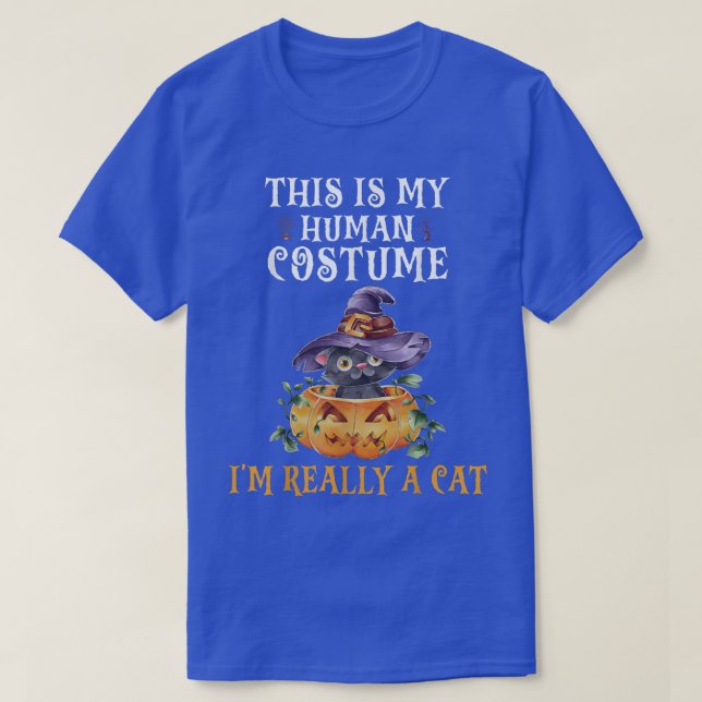 This Is My Human Costume I'm Really A Cat Pumkin H T-Shirt (Design Front)