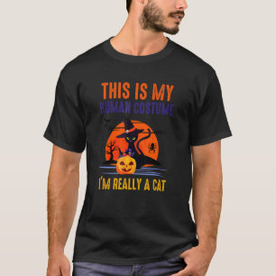 This Is My Human Costume I'm Really A Cat Pumkin H T-Shirt