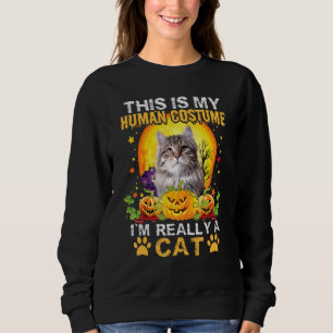 This Is My Human Costume I'm Really A Cat Siberian Sweatshirt