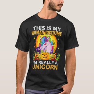 This Is My Human Costume I'm Really A Cat Unicorn  T-Shirt