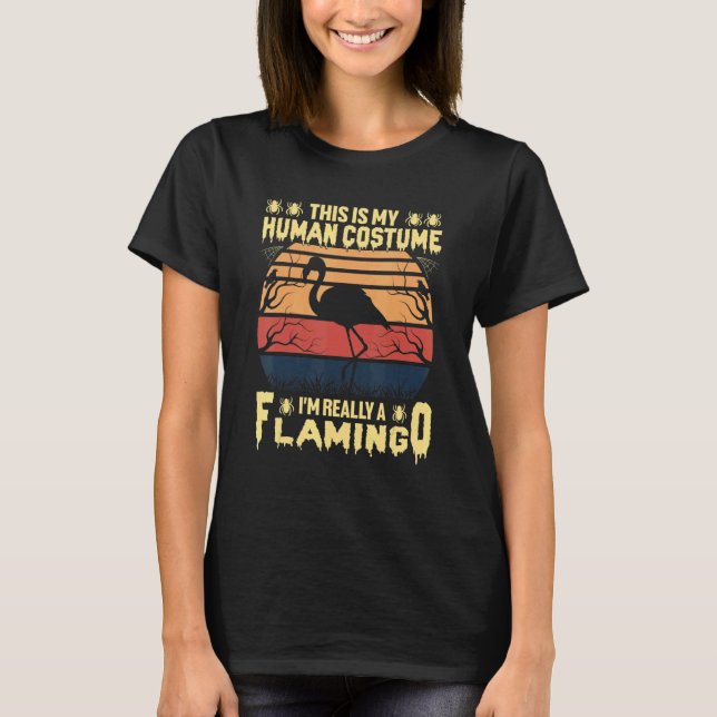 This is My Human Costume I'm Really a Flamingo Hal T-Shirt (Front)